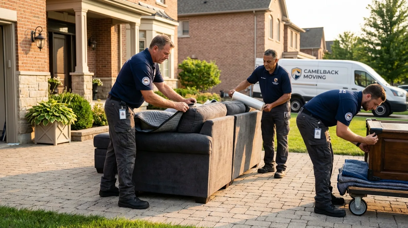 Large estate moving crew wrapping furniture in Cicero, IN