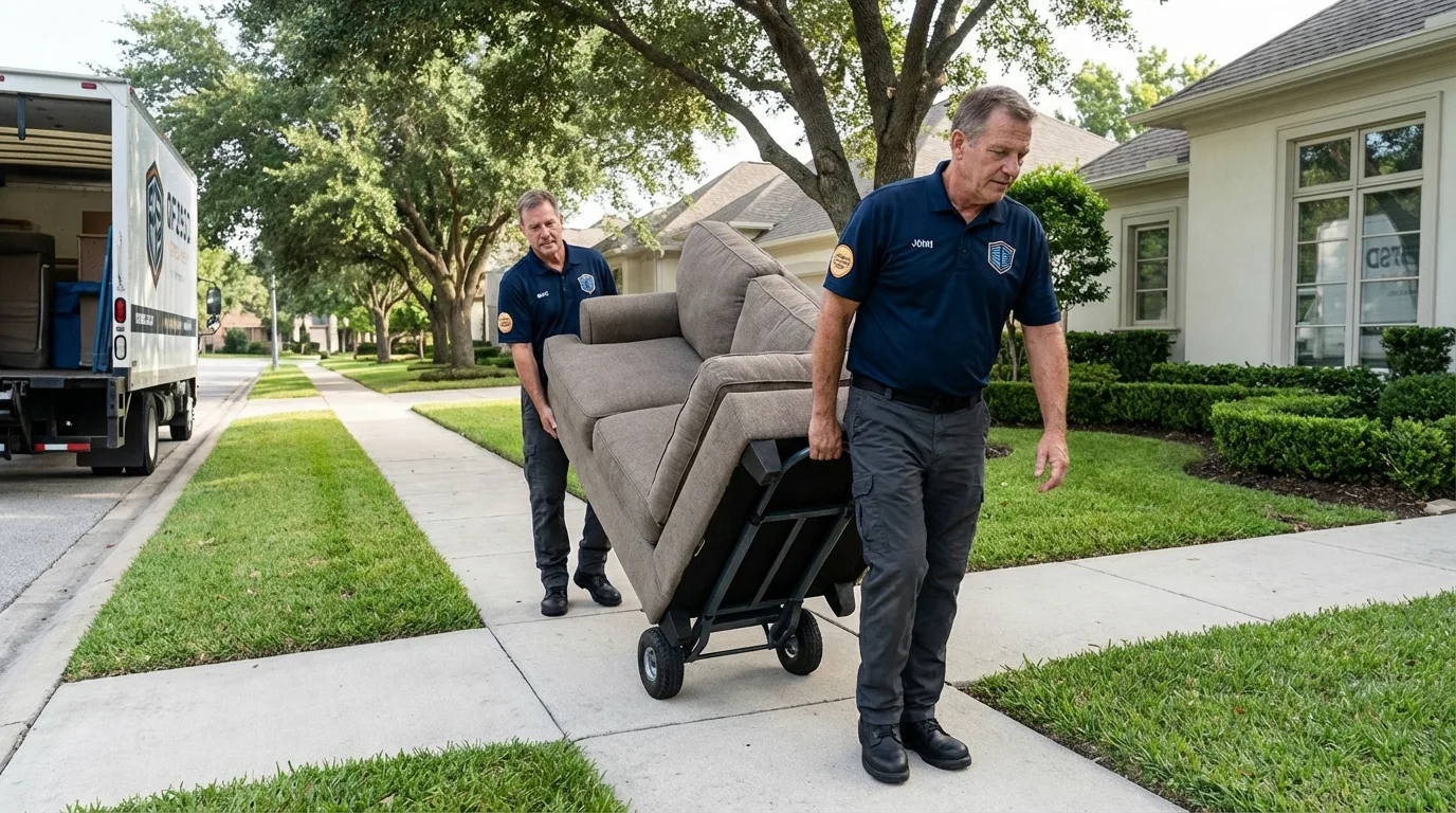 Local residential moving crew loading furniture in Cicero, IN